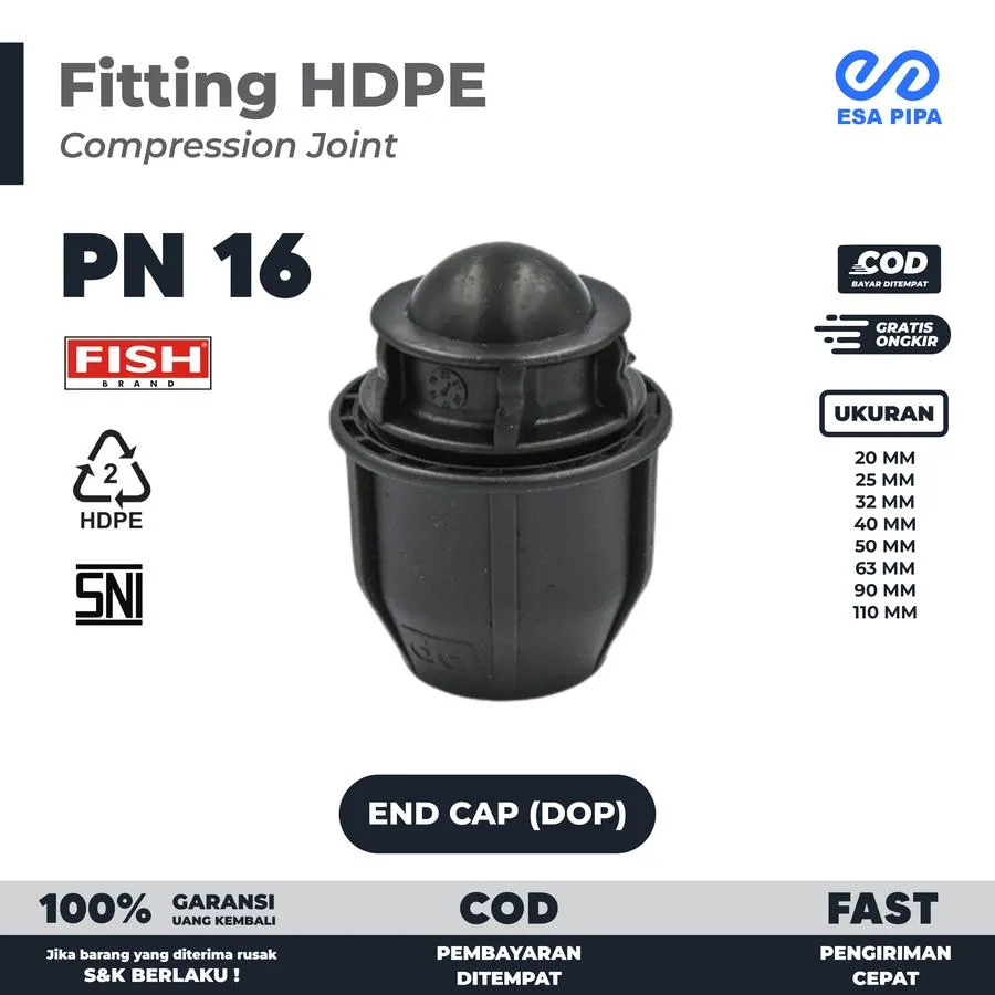 End Cap HDPE Dop Fish End Cap HDPE Dop Fish