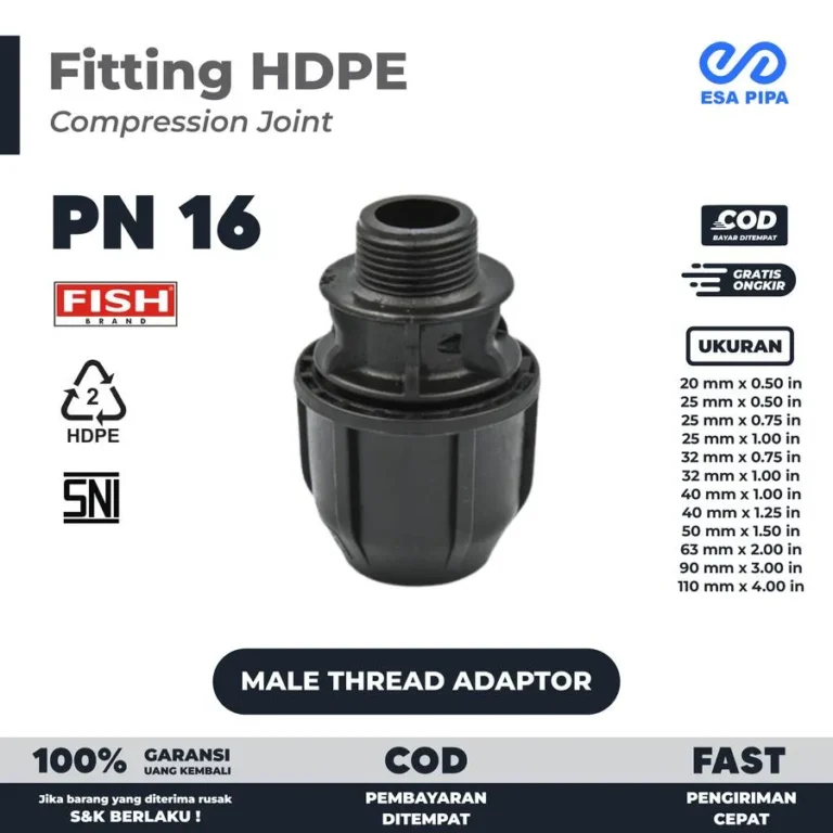 Male Thread Adaptor HDPE Sock Drat Luar Fish