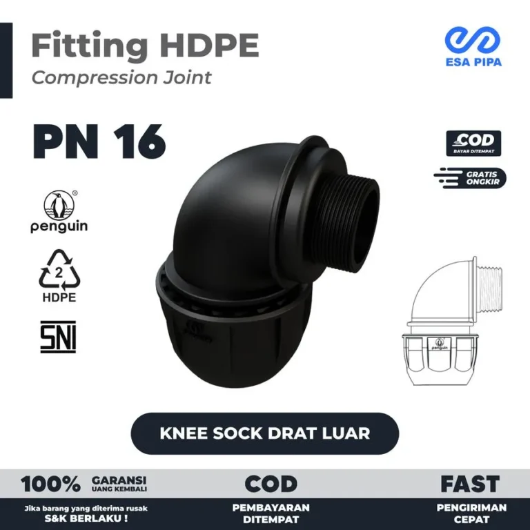 Male Thread Elbow HDPE Knee Sock Drat Luar Penguin